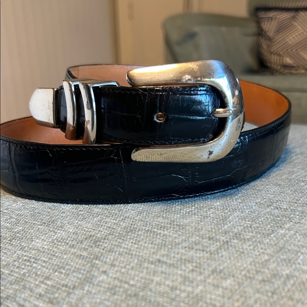 Brighton Black Leather Belt with Silver Buckle